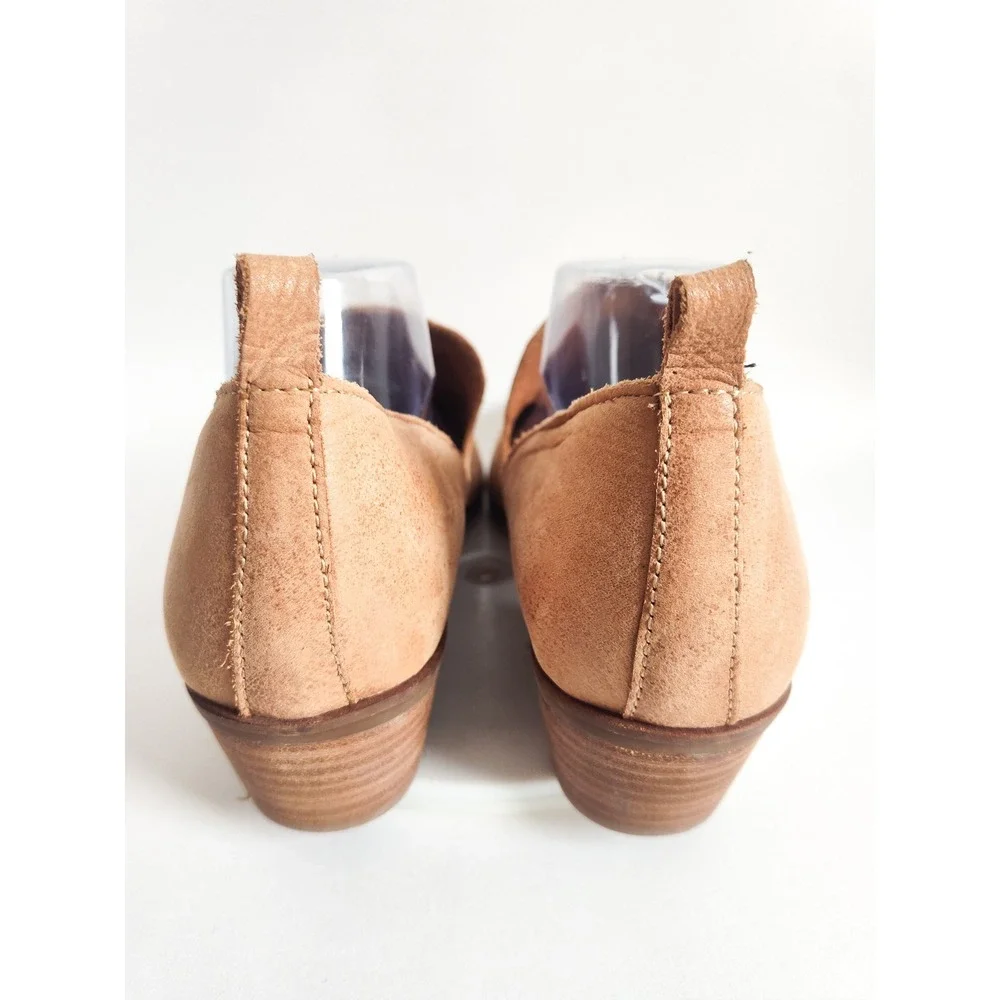 Lucky Brand Loafer Booties Flats 12 Leather Pointed Toe Tan Cutout Boho Western